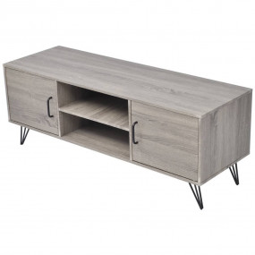 TV Stand Gray MDF, PVC, Metal Medium MDF TV Stand Recta...