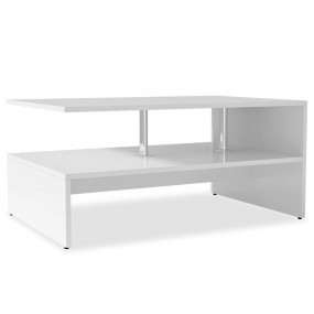 Coffee Table Matte White Engineered Wood, PVC Edges, St...