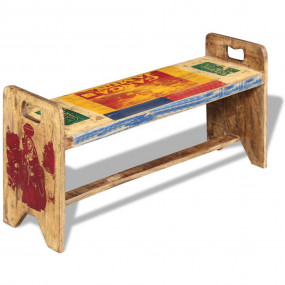 Bench Multicolor Solid reclaimed wood 39.4x11.8x19.7 in...