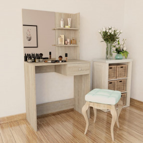 Dressing Table Oak Engineered wood, PVC edges, glass