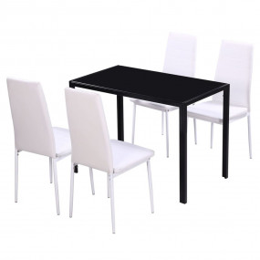 Dining Table And Chair Set of 4 Black and White