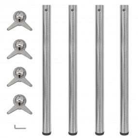 Table Leg Set of 4 Brushed Nickel Iron Adjustable