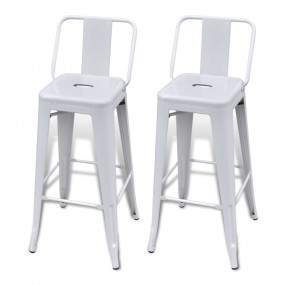 Bar Stool Set of 2 White Steel Standard Footrest Minima...