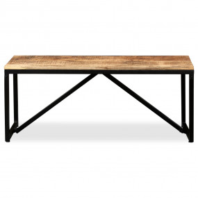 Bench Wood with Black Legs Solid Mango Wood, Steel Medi...