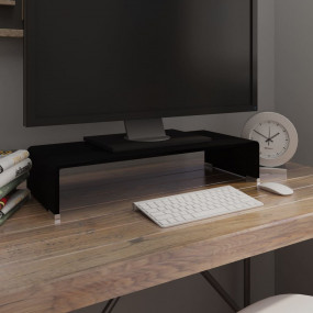 TV Stand Black Tempered Glass, Plastic Modern TV Stand