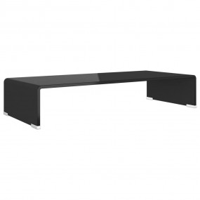 TV Stand Black Tempered Glass Medium Modern TV Stand