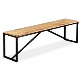Bench Natural Mango Wood and Black Steel Solid Mango Wo...