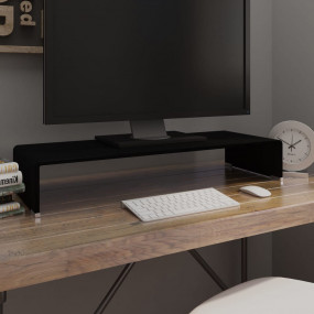 TV Stand Black Tempered glass 31.5 in x 11.8 in x 5.1 i...