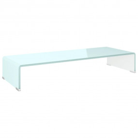 TV Stand Green Tempered Glass Sleek TV Stand Rectangula...