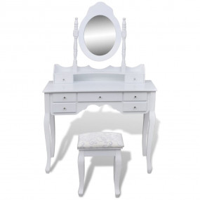 Dressing Table White and silvery gray Pine wood, MDF, G...