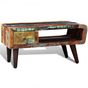 Coffee Table Multicolor Reclaimed solid wood Small Rect...