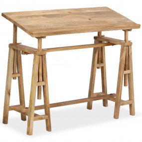 Drafting Table Natural Wood Solid Mango Wood Medium Til...