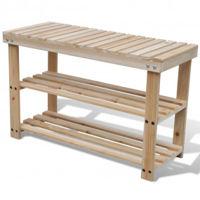 Shoe Cabinet Natural Wood Solid Fir Wood Medium Shoe Ra...