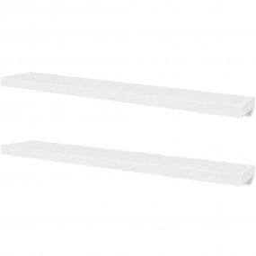 Wall Shelf Set of 2 White MDF 47.2 in wide Wall mountin...