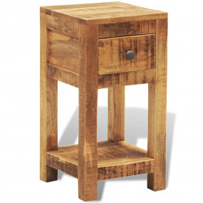 Side Table Natural Wood Solid Mango Wood Compact Square