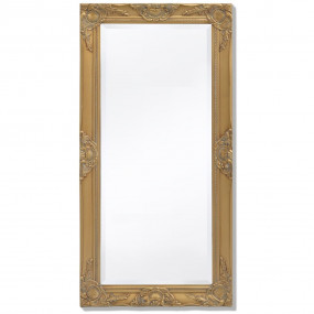 Wall Mirror Gold Wood 39.4 x 19.7 in Decorative Inlays