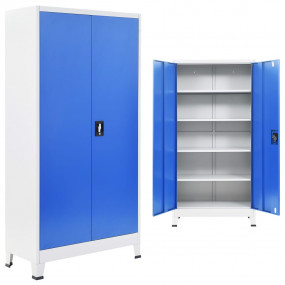 Office Cabinet Grey and Blue Metal 35.4x15.7x70.9 in