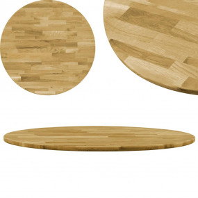 Tabletop Natural wood Solid oak wood 27.6 in diameter D...