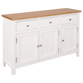 Sideboard Brown and White Solid Oak Wood, Solid Acacia ...