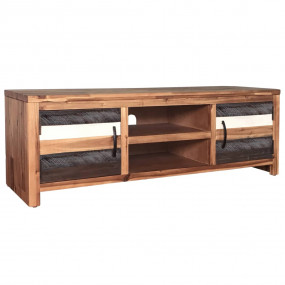 TV Stand Wood, Black, White Solid Acacia wood, MDF