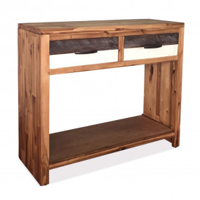 Console Table Natural Wood Solid Acacia Wood Medium Con...