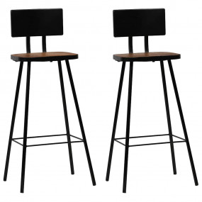 Bar Chair Set of 2 Dark Brown, Black