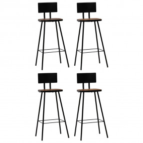 Bar Chair Set of 4 Dark Brown, Black
