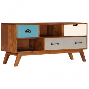 TV Cabinet Dark Honey Solid Acacia Wood Medium TV Cabin...