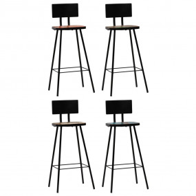 Bar Chair Set of 4 Multicolored Solid reclaimed wood an...