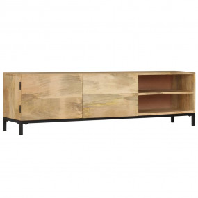 TV Stand Natural Mango Wood Solid Mango Wood and Iron S...