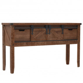 Console Table Brown Solid fir wood, MDF, steel 51.6x14....