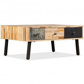 Coffee Table Brown, Black, Marbled Reclaimed Teak, Stee...
