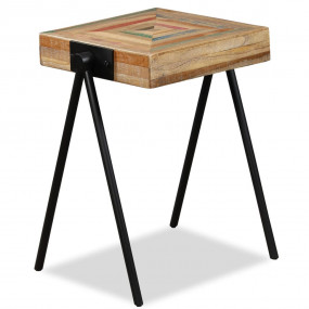 Side Table Durable Rectangular Industrial Teak Wood Acc...