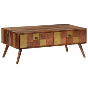 Coffee Table Honey Solid Wood 39.4x19.7x15.4 in Decorat...