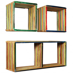 Wall Shelf Multicolor Reclaimed teak Large Wall Shelf