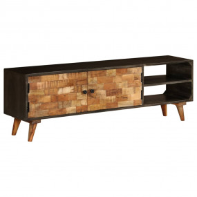 TV Cabinet Brown and Black Solid Mango Wood Medium TV C...
