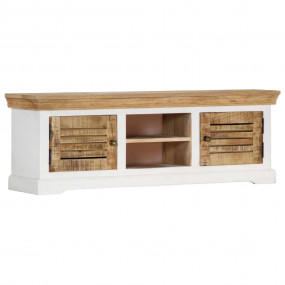TV Stand Brown and white Solid mango wood 46.5x11.8x15....