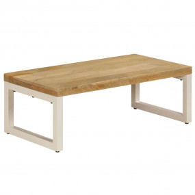 Coffee Table Natural wood and white steel Solid mango w...