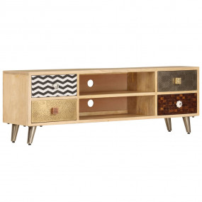 TV Stand Multicolor Solid Mango Wood, Steel