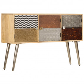 Sideboard Naturally stained wood with multicolored patt...