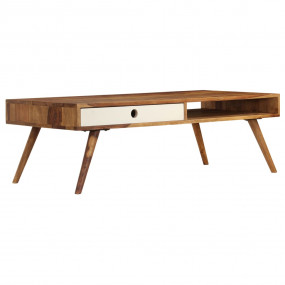 Coffee Table Brown and White Solid Sheesham Wood 43.3x1...