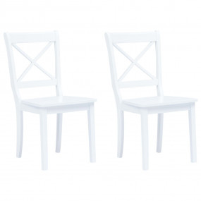 Dining Chair Set of 2 White Solid rubber wood Standard ...