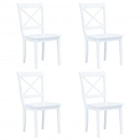 Dining Chair Set of 4 White Solid rubber wood Standard