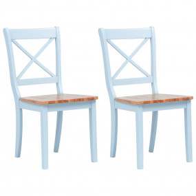 Dining Chair Set of 2 Grey and Natural Solid Rubber Woo...
