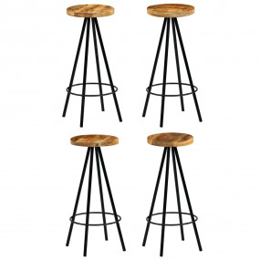 Bar Chair Set of 4 Natural and Black
