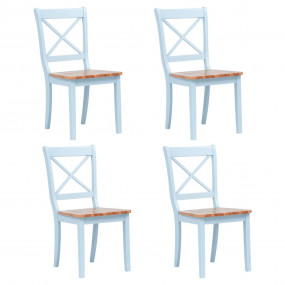 Dining Chair Set of 4 Grey and natural Solid rubber woo...