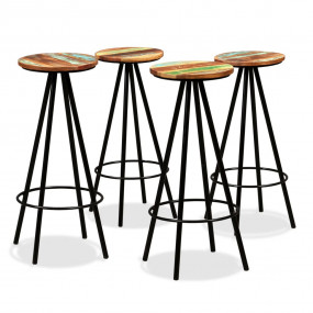 Bar Stool Set of 4 Varied Reclaimed Wood Standard Indus...