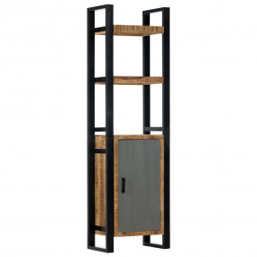 Bookshelf Brown and black Solid Mango Wood and Powder-C...