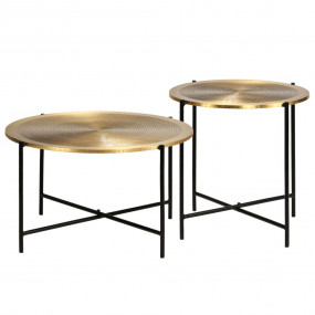 Table Brass Brass-covered MDF 2-piece set Industrial