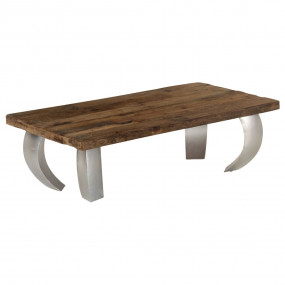 Coffee Table Brown and Silver Solid Reclaimed Wood and ...
